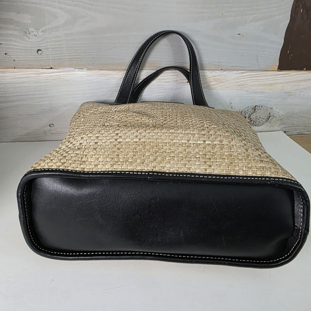 Coach Black and Tan Woven Tote Bag & Coach Scarf - Picture 6 of 15